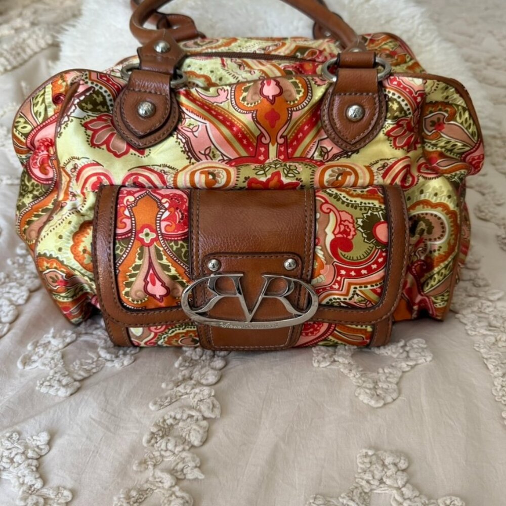 Boho Paisley Satchel Bag | Faux Leather Trim by VR Roberts